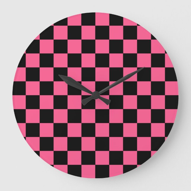 Reloj Redondo Grande Rosa caliente y negro (Anverso)