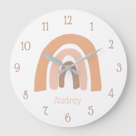 Reloj Redondo Grande Rosa de arcoiris lindo personalizado