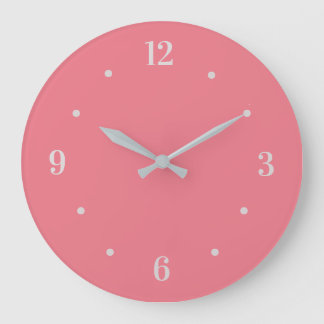 Reloj Redondo Grande Rosa de coral cálido y moderno con números grises