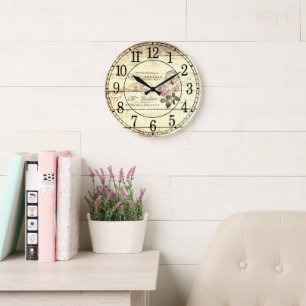 Reloj Redondo Grande Rosa de cosecha