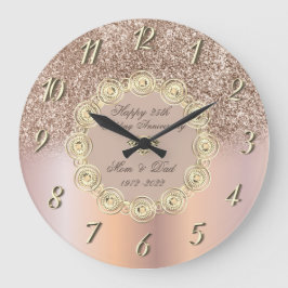 Reloj Redondo Grande Rosa de diamantes Ombre 50 Aniversario Boda