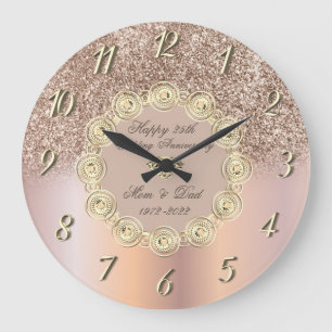 Reloj Redondo Grande Rosa de diamantes Ombre 50 Aniversario Boda
