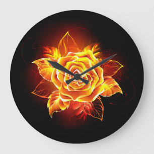 Reloj Redondo Grande Rosa de Fuego Florido