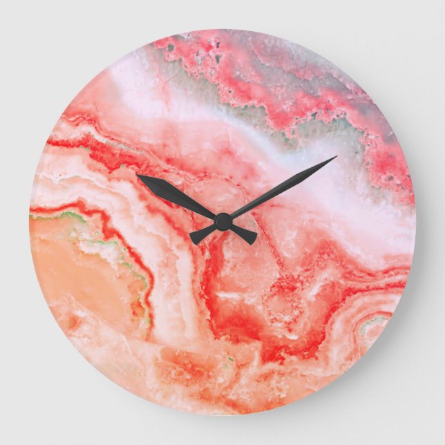 Reloj Redondo Grande Rosa de lujo Gold Rubor Mineral Agate (Anverso)