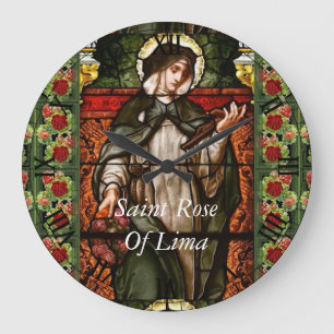 Reloj Redondo Grande rosa de santa de lima