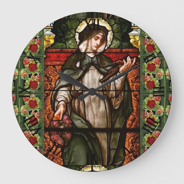 Reloj Redondo Grande rosa de santa de lima (Anverso)