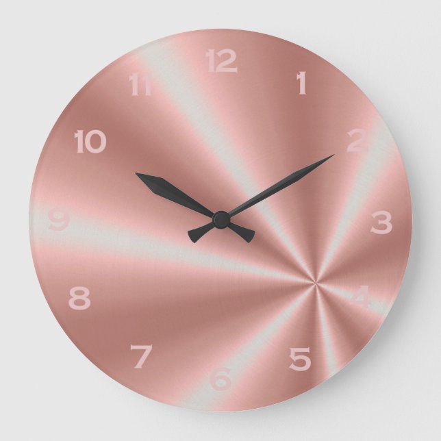 Reloj Redondo Grande Rosa Dorado Relieve metalizado Rosa Metálico Decor (Anverso)