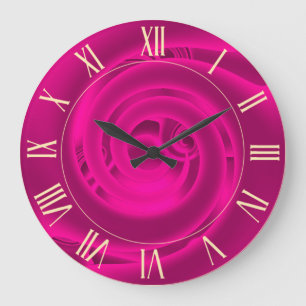 Reloj Redondo Grande Rosa floral con abstrato de neón moderno y de lujo
