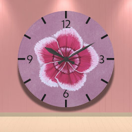 Reloj Redondo Grande Rosa floral Dianthus moderno