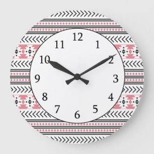 Reloj Redondo Grande Rosa geométrico del modelo de la impresión triba