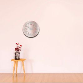 Reloj Redondo Grande Rosa gris purpurina números de oro Rubor Beauty Lu