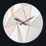 Reloj Redondo Grande Rosa, gris y oro<br><div class="desc">Rosa,  gris y oro</div>