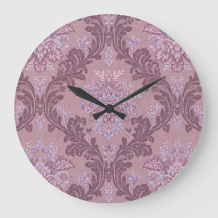 Reloj Redondo Grande Rosa Lavanda Polvorienta Lila Mauve Damask Elegant