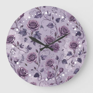 Reloj Redondo Grande Rosa Lavanda Polvorienta Tonos Soñadores Florales