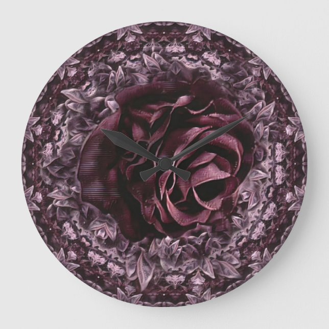 Reloj Redondo Grande Rosa Mandala (Anverso)