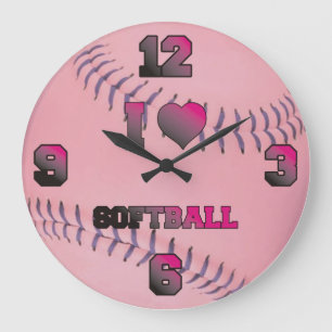 Reloj Redondo Grande Rosa me encanta el softbol