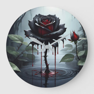 Reloj Redondo Grande Rosa negro de Eerie