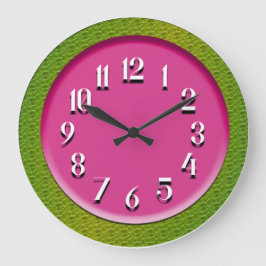 Reloj Redondo Grande Rosa neón colorido y verde