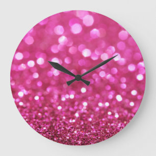 Reloj Redondo Grande Rosa Oscuro Festivo: Resumen Elegante.