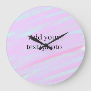Reloj Redondo Grande Rosa pastel verde agregar foto texto acuarela retr