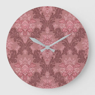 Reloj Redondo Grande Rosa Polvoriento Rosa Suave Burdeos Elegante Damas