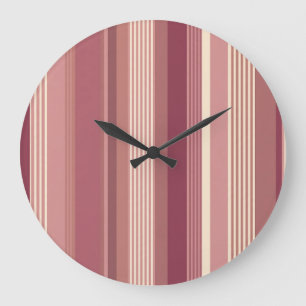 Reloj Redondo Grande Rosa Polvoriento Warm Rosados Silenciados Rayas
