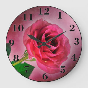 Reloj Redondo Grande Rosa Roja