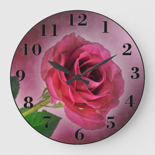 Reloj Redondo Grande Rosa Roja (Anverso)