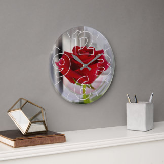 Reloj Redondo Grande Rosa roja 2