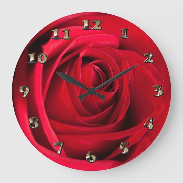 Reloj Redondo Grande Rosa rojo (Anverso)