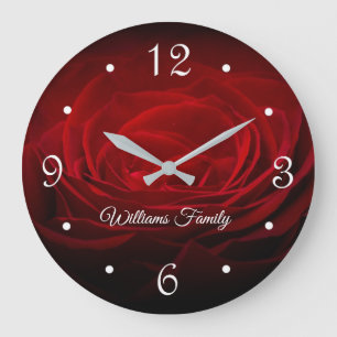 Reloj Redondo Grande Rosa rojo hermoso