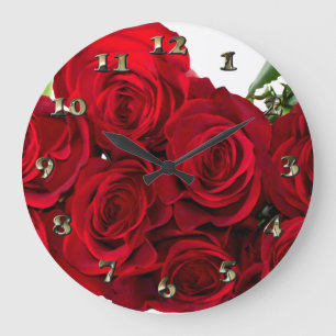 Reloj Redondo Grande Rosa rojo rojo