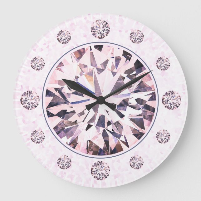 Reloj Redondo Grande Rosa Rose Diamond Gemstone (Anverso)