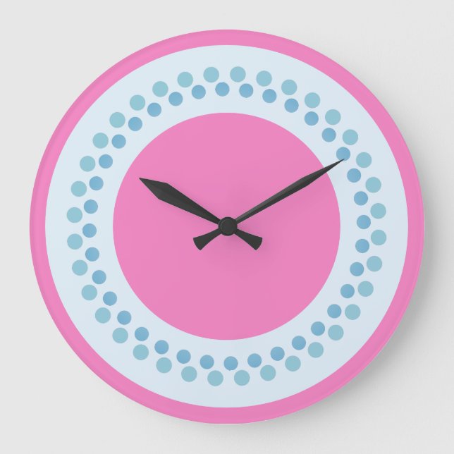 Reloj Redondo Grande Rosa y Azul (Anverso)