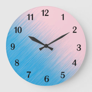 Reloj Redondo Grande Rosa y Azul Cepillado con 12 Números Negros