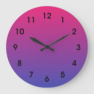 Reloj Redondo Grande Rosa y Púrpura Ombre