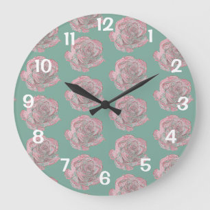 Reloj Redondo Grande Rosas