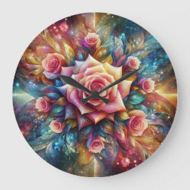 Reloj Redondo Grande Rosas abstractos