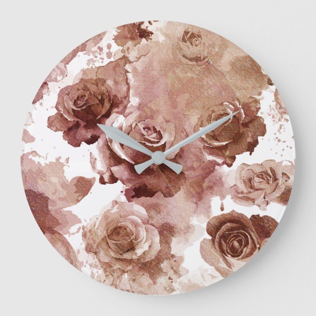 Reloj Redondo Grande Rosas acuáticos 3 (Anverso)