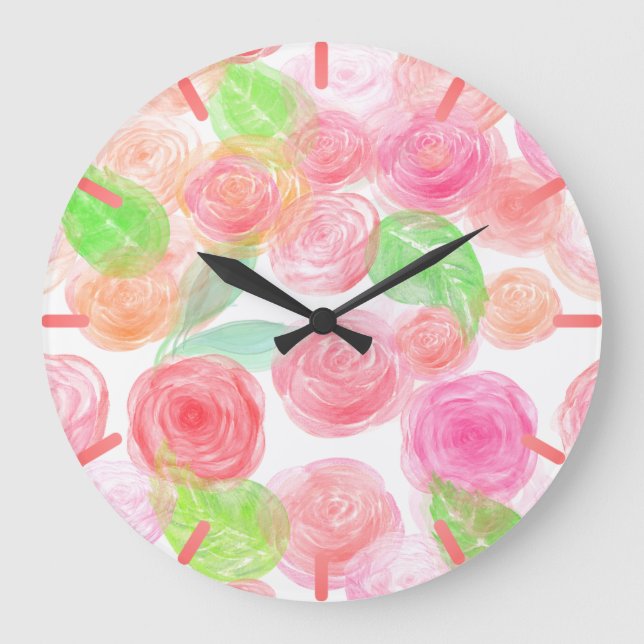 Reloj Redondo Grande Rosas Airy (Anverso)