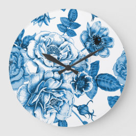Reloj Redondo Grande Rosas azules