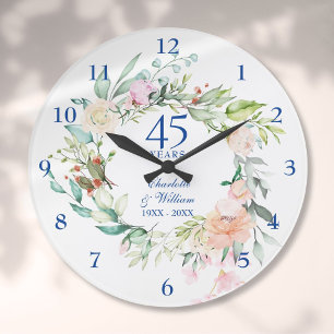 Reloj Redondo Grande Rosas de aniversario de bodas 45º 65º Floral