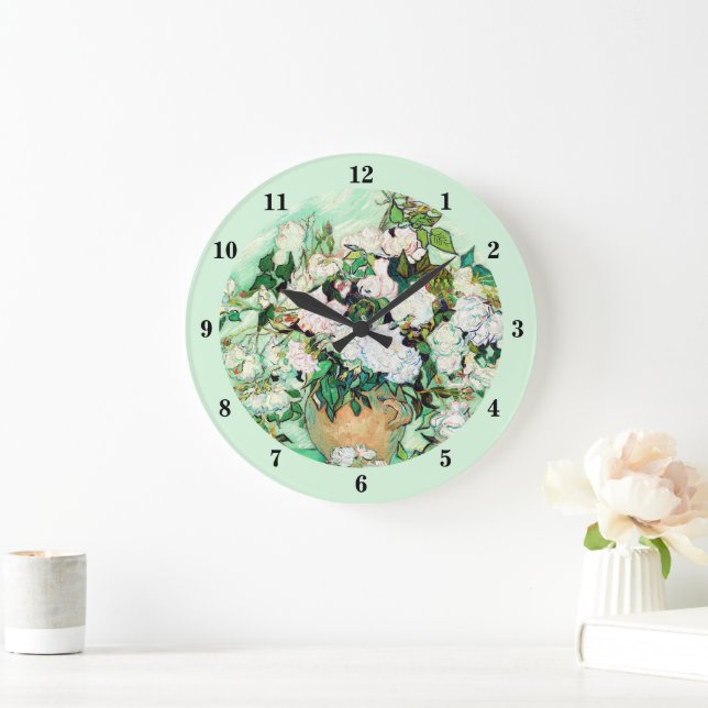 Reloj Redondo Grande Rosas de Vincent van Gogh (Hogar)