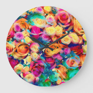 Reloj Redondo Grande Rosas deslumbrantes