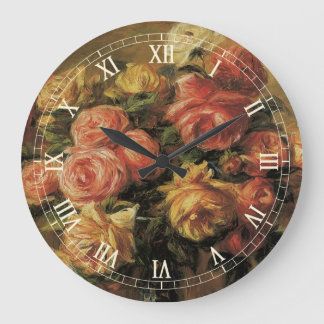 Reloj Redondo Grande Rosas en un jarrón de Pierre Renoir, Arte fino vin