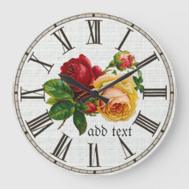 Reloj Redondo Grande Rosas pintados de época personalizados