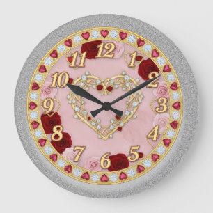 Reloj Redondo Grande Rosas Rojas