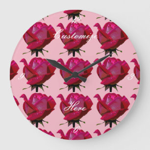 Reloj Redondo Grande rosas rojas Thunder_Cove