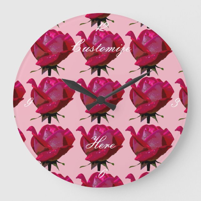 Reloj Redondo Grande rosas rojas Thunder_Cove (Anverso)