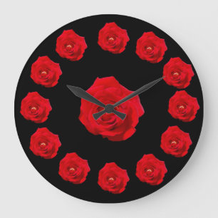 Reloj Redondo Grande Rosas rojos